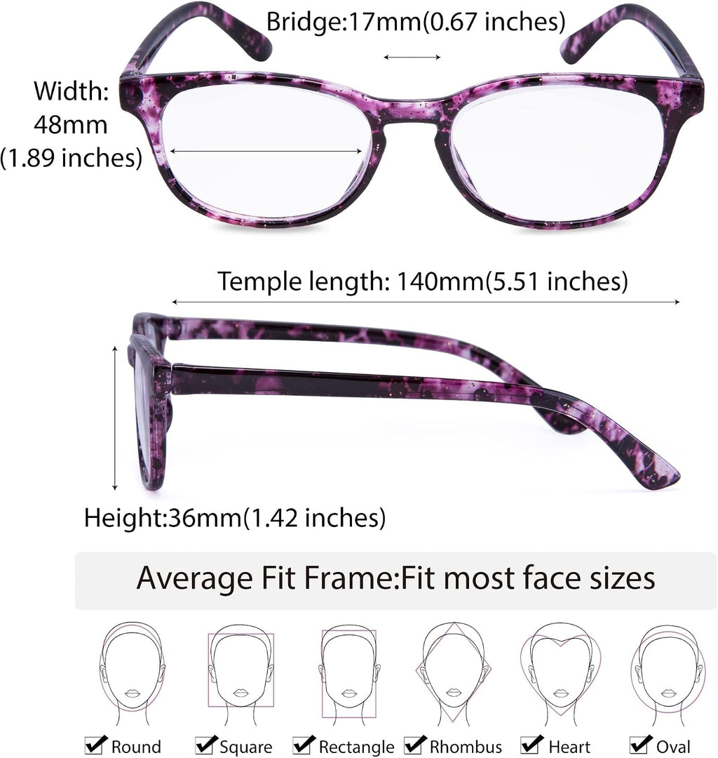 EYEGUARD Reading Glasses 4 Pack Quality Fashion colorful Readers for women 4pcs