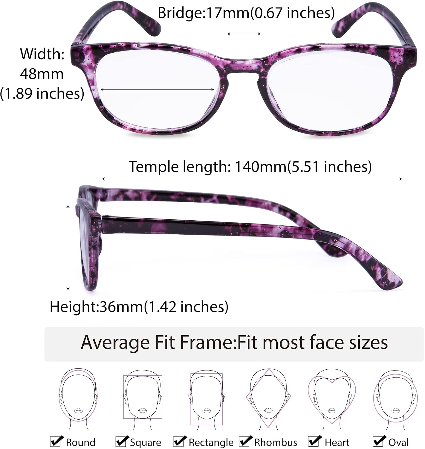 EYEGUARD Reading Glasses 4 Pack Quality Fashion colorful Readers for women 4pcs