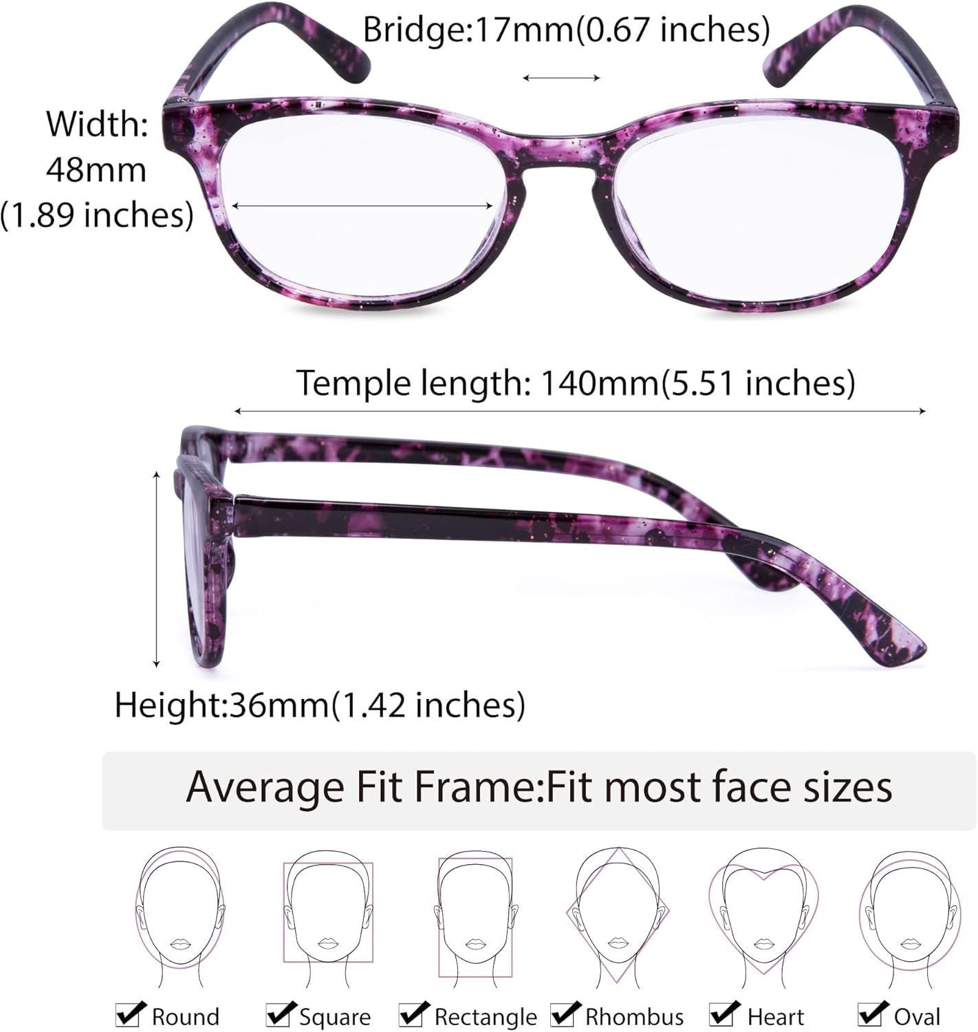 EYEGUARD Reading Glasses 4 Pack Quality Fashion colorful Readers for women 4pcs