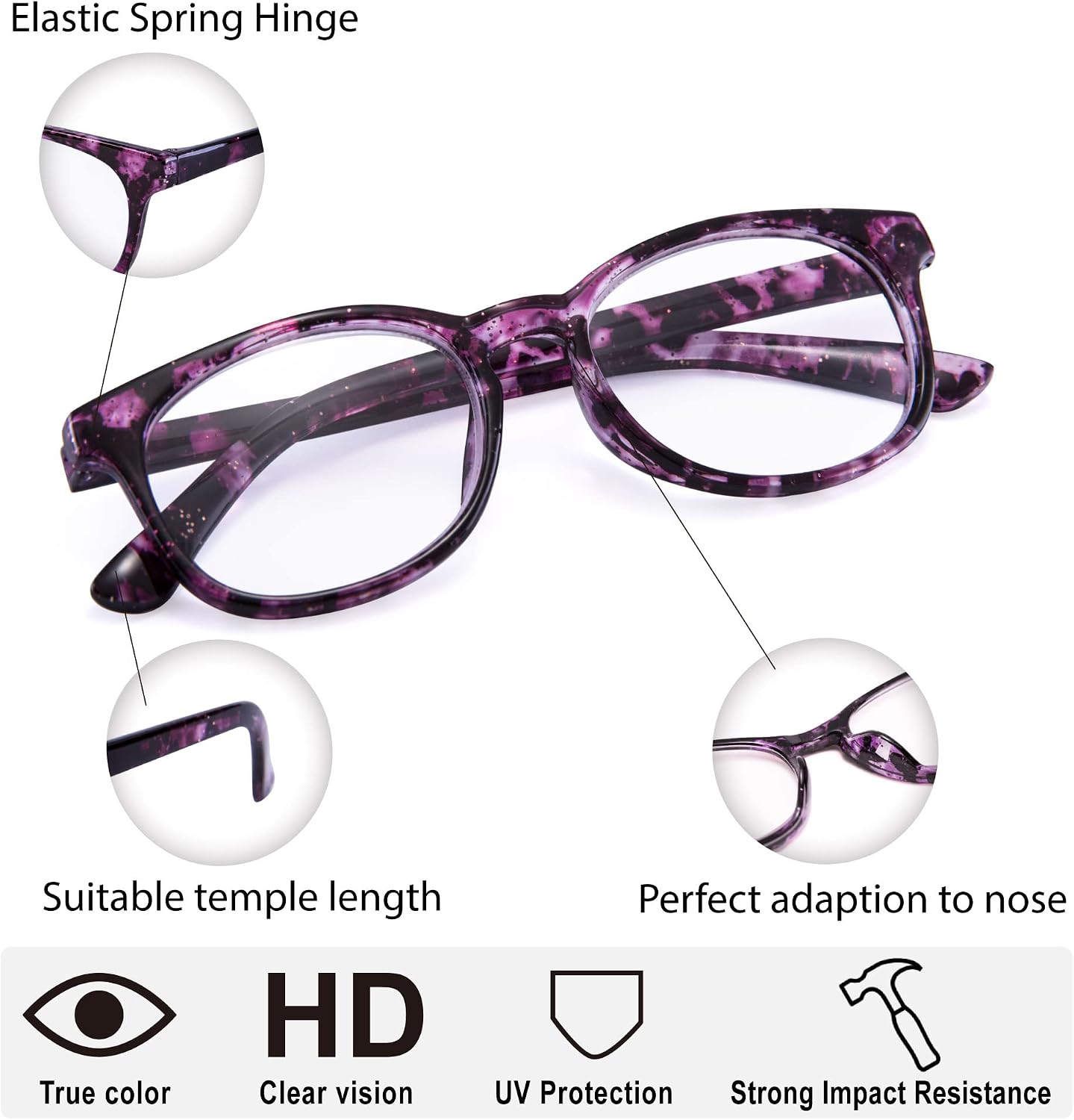 EYEGUARD Reading Glasses 4 Pack Quality Fashion colorful Readers for women 4pcs