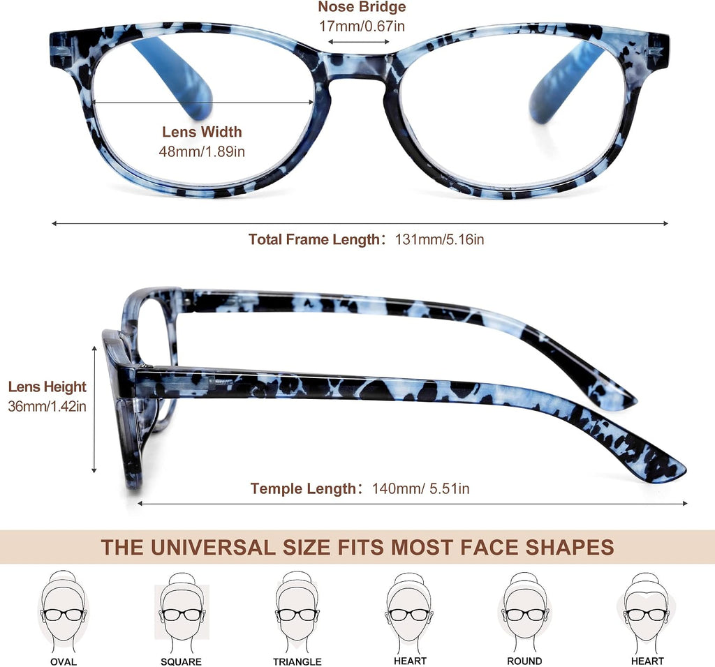 EYEGUARD Reading Glasses 4 Pack Quality Fashion colorful Readers for women 4pcs