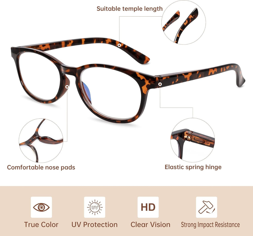 EYEGUARD Reading Glasses 4 Pack Quality Fashion colorful Readers for women 4pcs