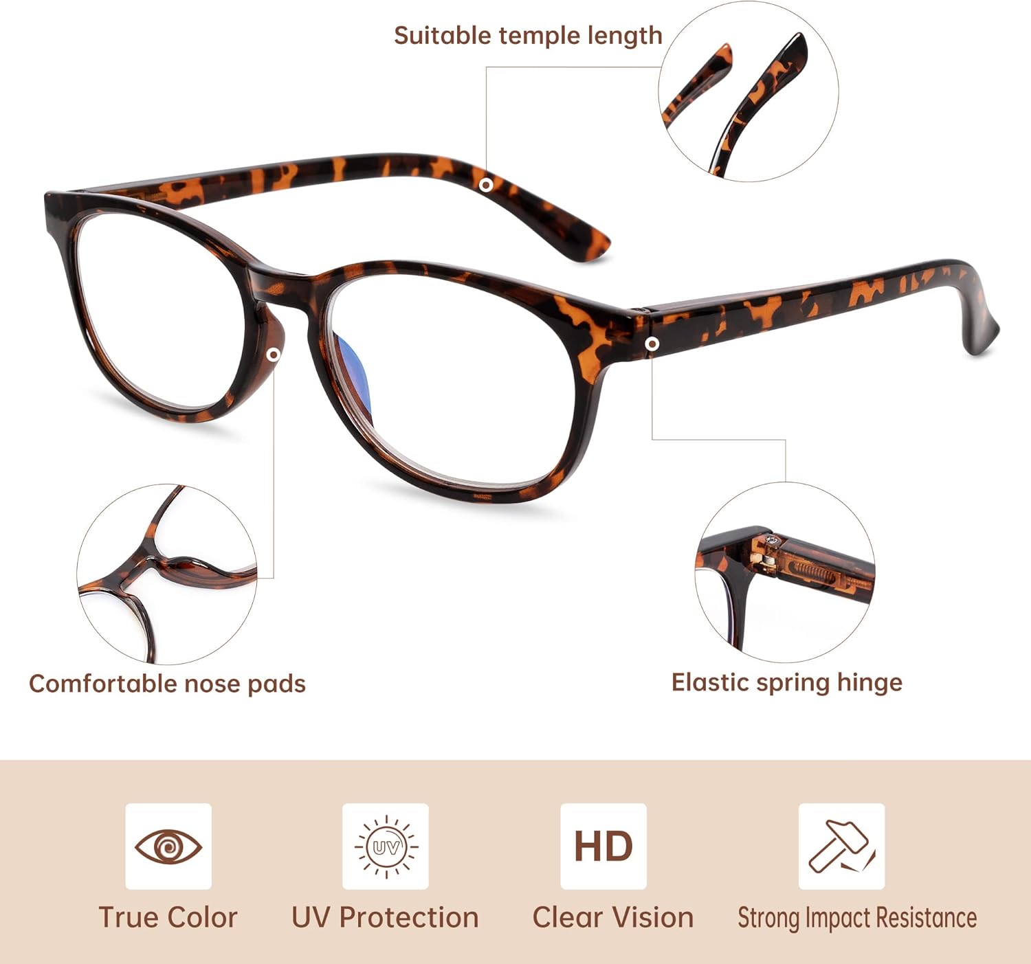 EYEGUARD Reading Glasses 4 Pack Quality Fashion colorful Readers for women 4pcs