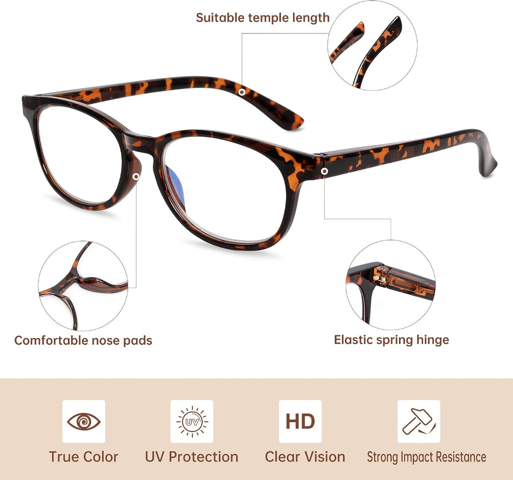 EYEGUARD Reading Glasses 4 Pack Quality Fashion colorful Readers for women 4pcs