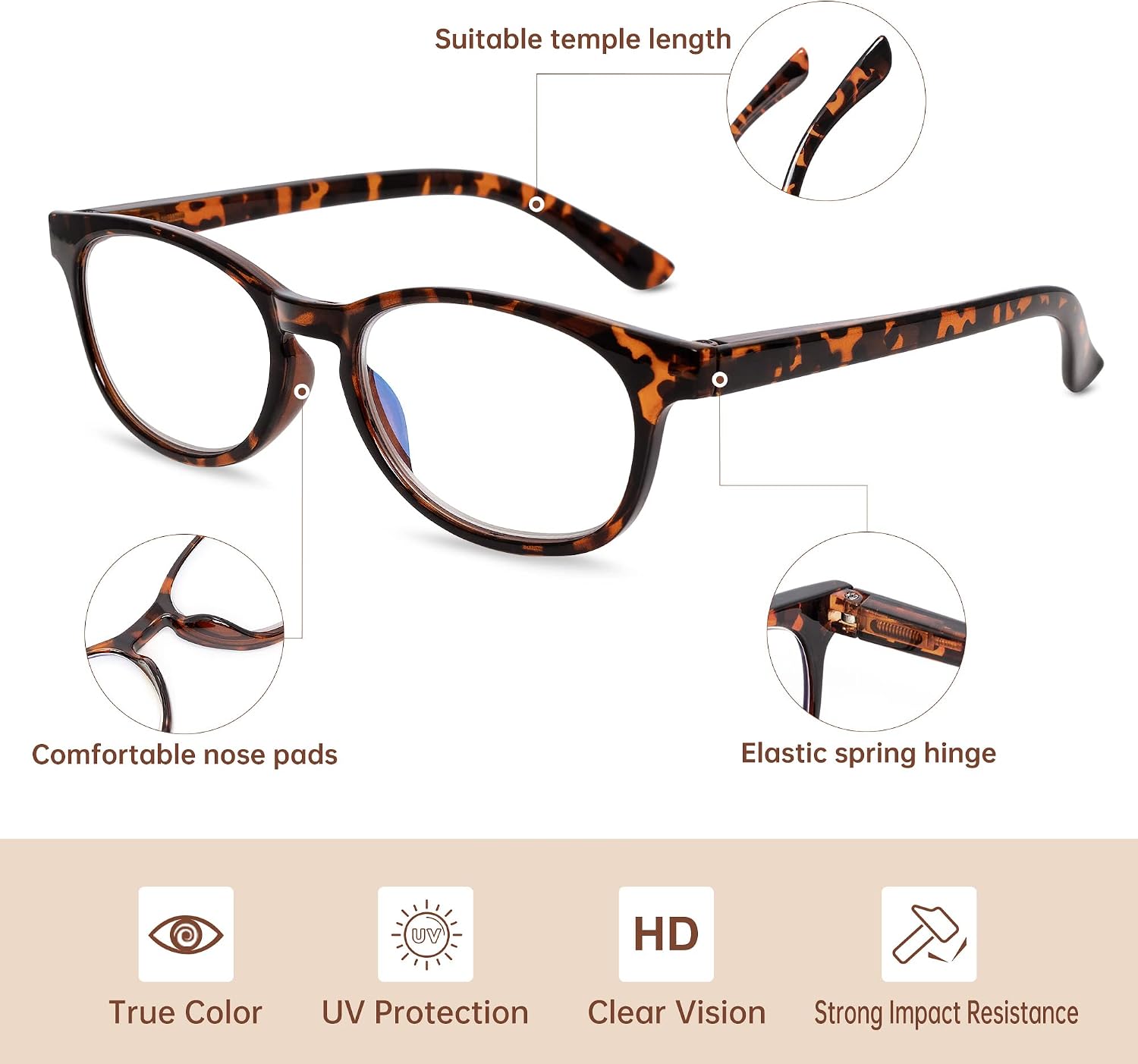 EYEGUARD Reading Glasses 4 Pack Quality Fashion colorful Readers for women 4pcs