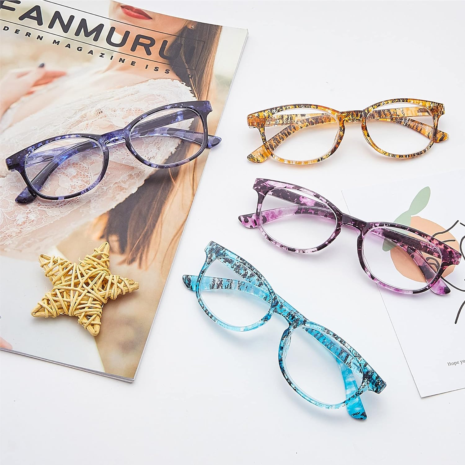 EYEGUARD Reading Glasses 4 Pack Quality Fashion colorful Readers for women 4pcs