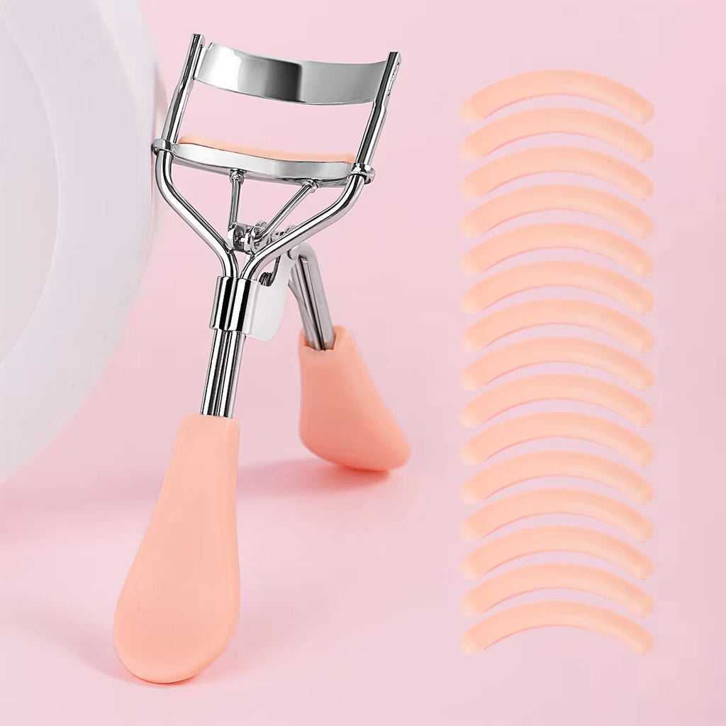 Portable Eyelash Curler Set with 15 Silicone Pads Stainless Steel Design for Eyelash Extension And Curling Beauty Tool