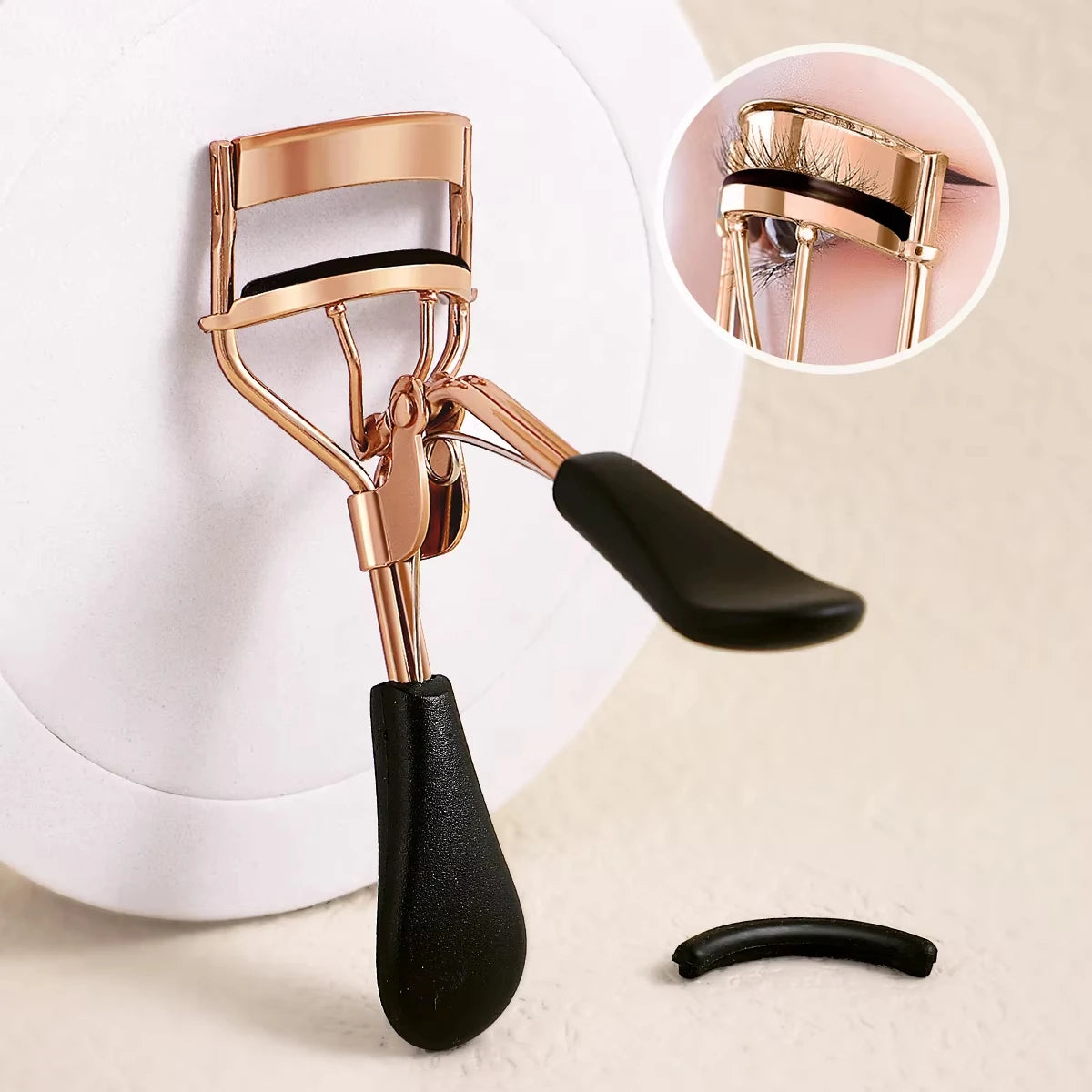 Portable Eyelash Curler Set with 15 Silicone Pads Stainless Steel Design for Eyelash Extension And Curling Beauty Tool