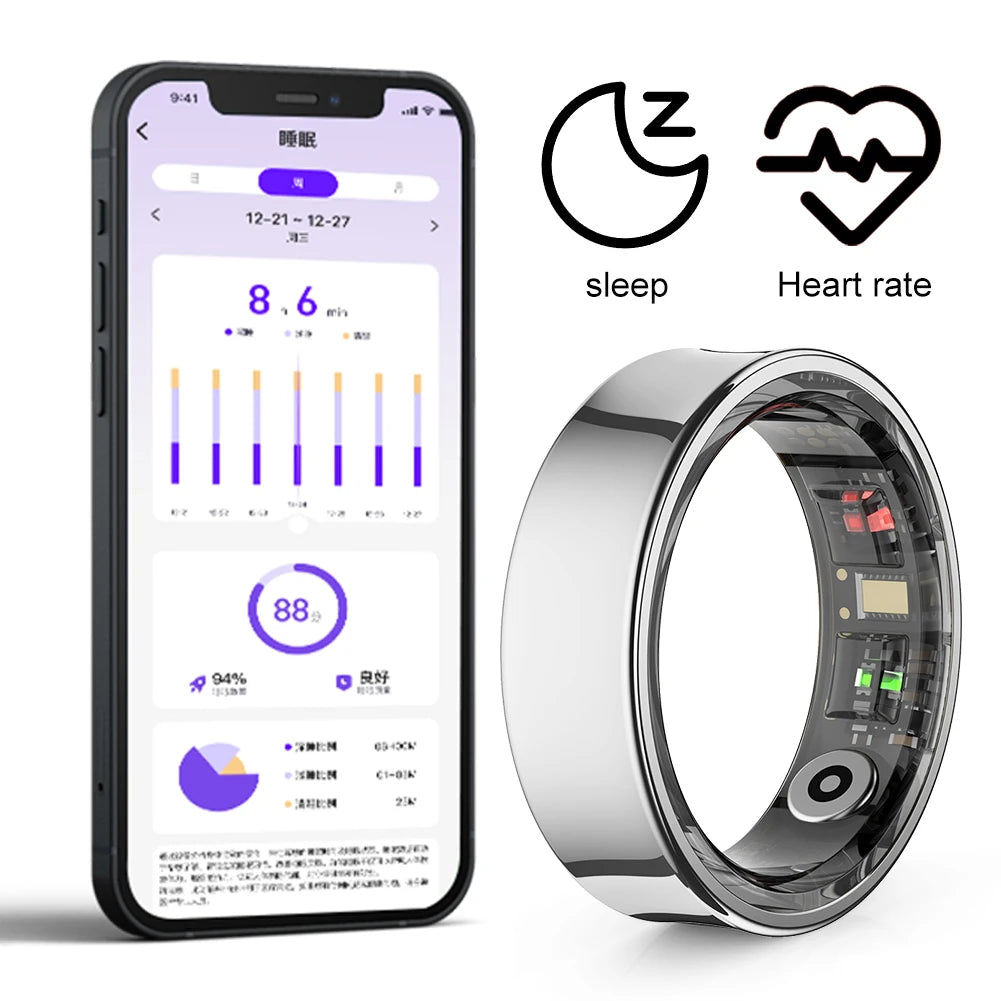 R09 Smart Ring Waterproof Health Monitor Heart Rate Blood Oxygen Sleep Monitoring Health Fitness Rings for Xiaomi Samsung Phone