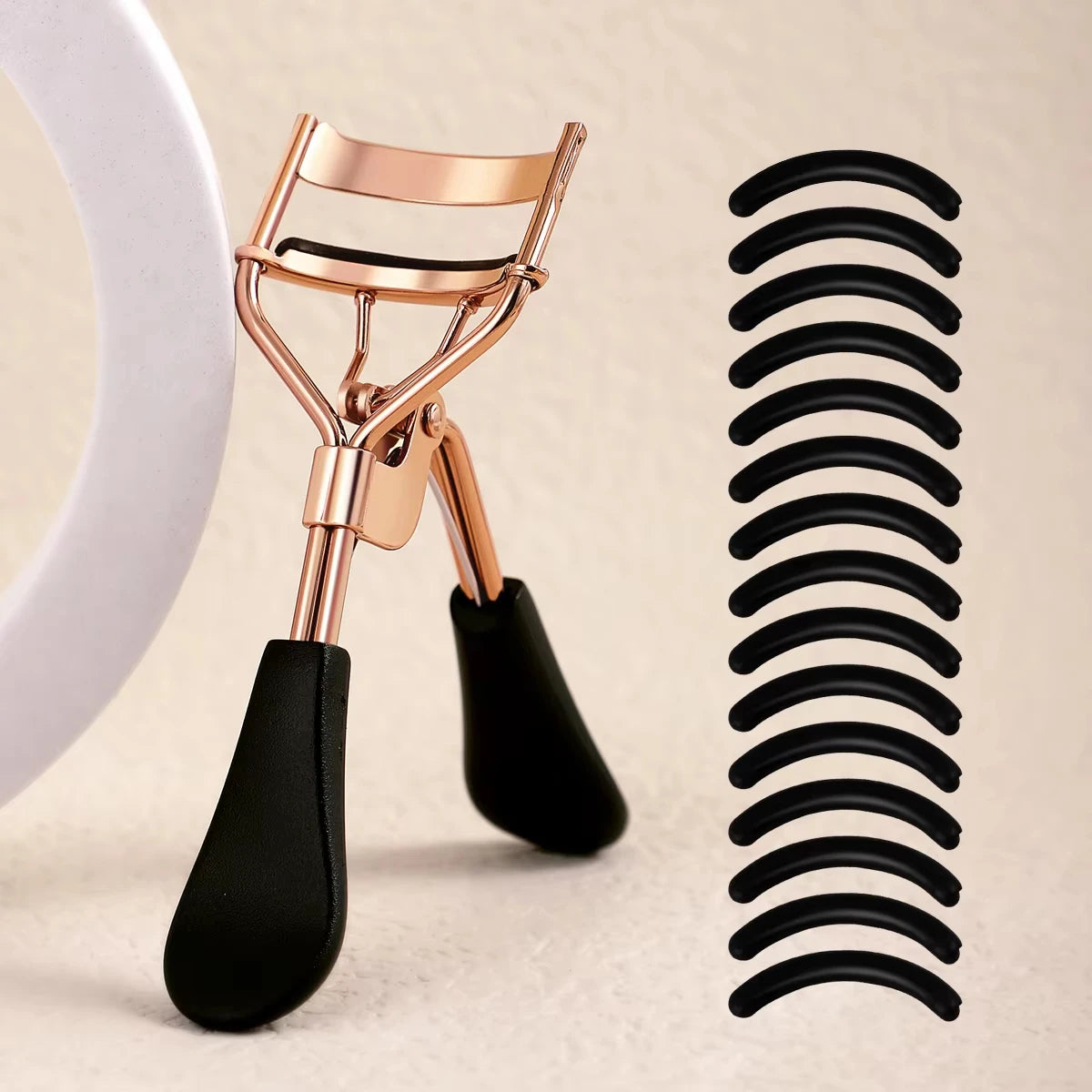 Portable Eyelash Curler Set with 15 Silicone Pads Stainless Steel Design for Eyelash Extension And Curling Beauty Tool