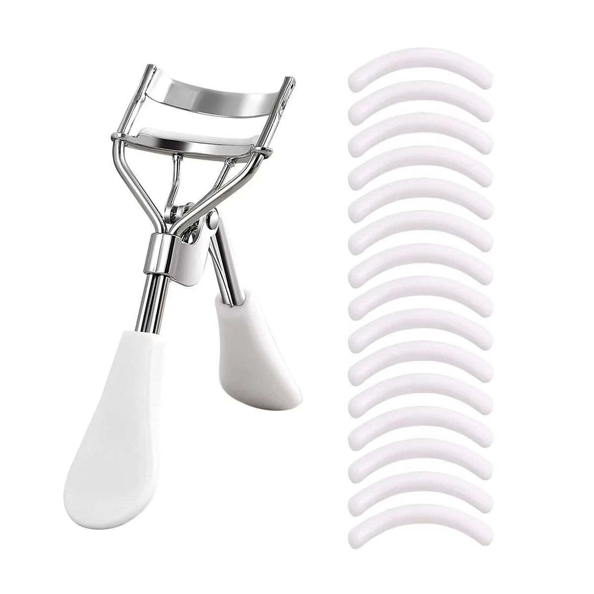 Portable Eyelash Curler Set with 15 Silicone Pads Stainless Steel Design for Eyelash Extension And Curling Beauty Tool