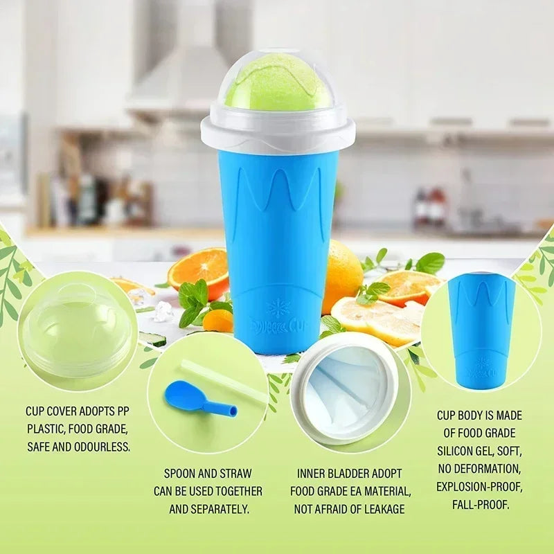 2pcs Quick-Frozen Slushy Maker Cup Large Capacity Slushy Cup for Homemade Smoothies Juice Ice Cream Summer Squeeze Beker Kitchen