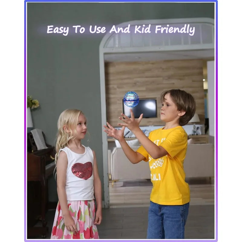 Magic Flying Orb Ball with Lights,UFO Hand Operated Mini Drone for Kids,Galactic Fidget Spinner Boomerang Hover Balls Toys