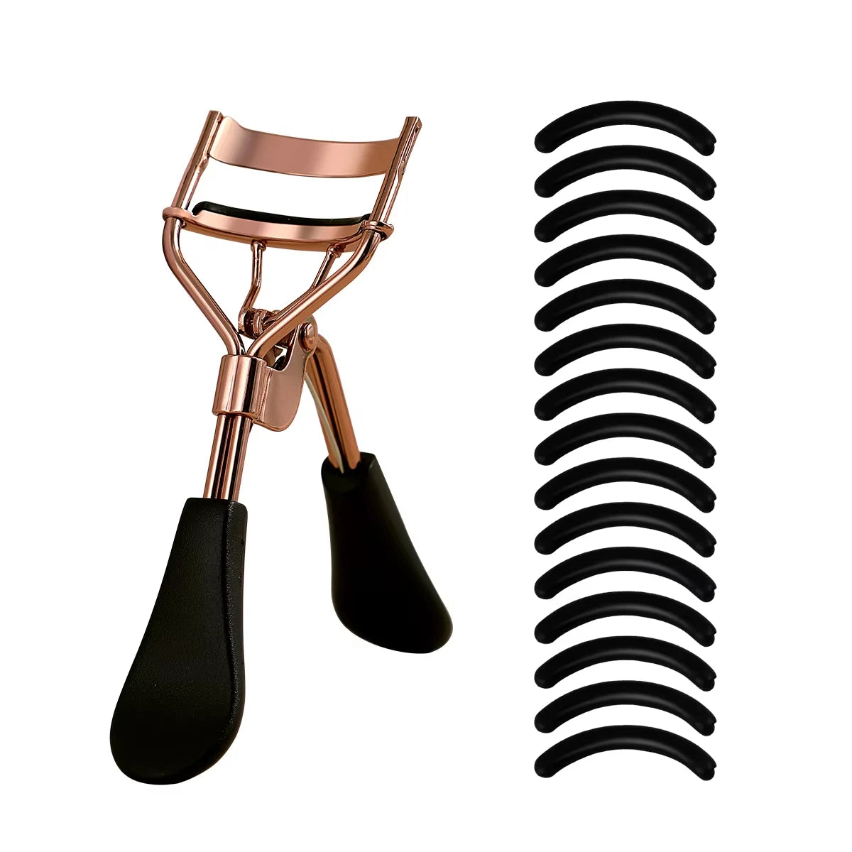 Portable Eyelash Curler Set with 15 Silicone Pads Stainless Steel Design for Eyelash Extension And Curling Beauty Tool