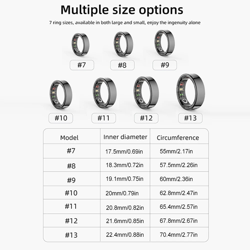 R09 Smart Ring Waterproof Health Monitor Heart Rate Blood Oxygen Sleep Monitoring Health Fitness Rings for Xiaomi Samsung Phone