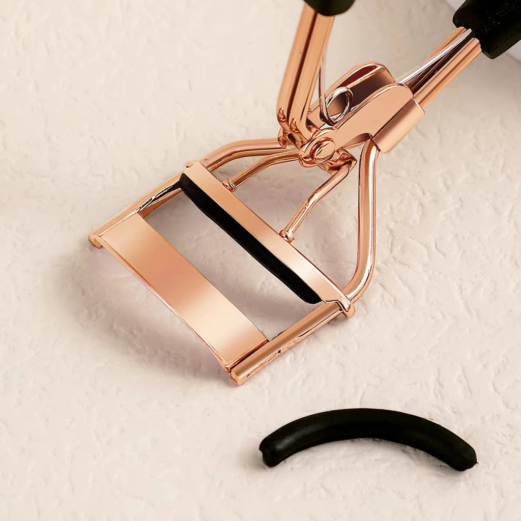 Portable Eyelash Curler Set with 15 Silicone Pads Stainless Steel Design for Eyelash Extension And Curling Beauty Tool