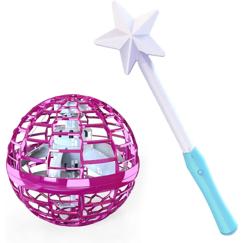 Magic Flying Orb Ball with Lights,UFO Hand Operated Mini Drone for Kids,Galactic Fidget Spinner Boomerang Hover Balls Toys