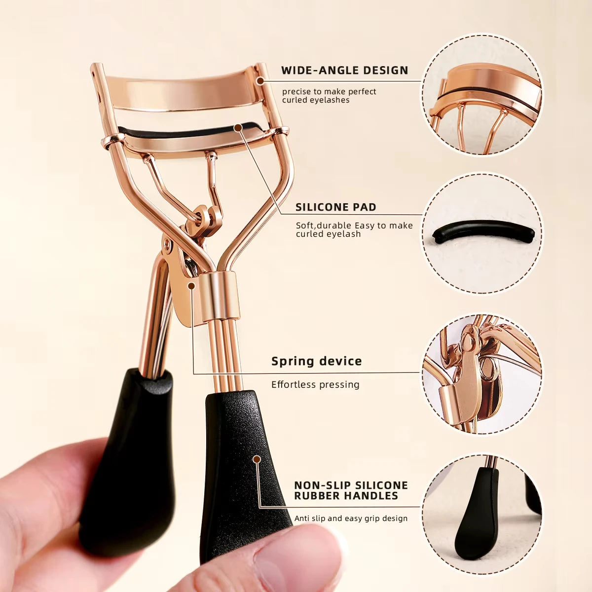 Portable Eyelash Curler Set with 15 Silicone Pads Stainless Steel Design for Eyelash Extension And Curling Beauty Tool