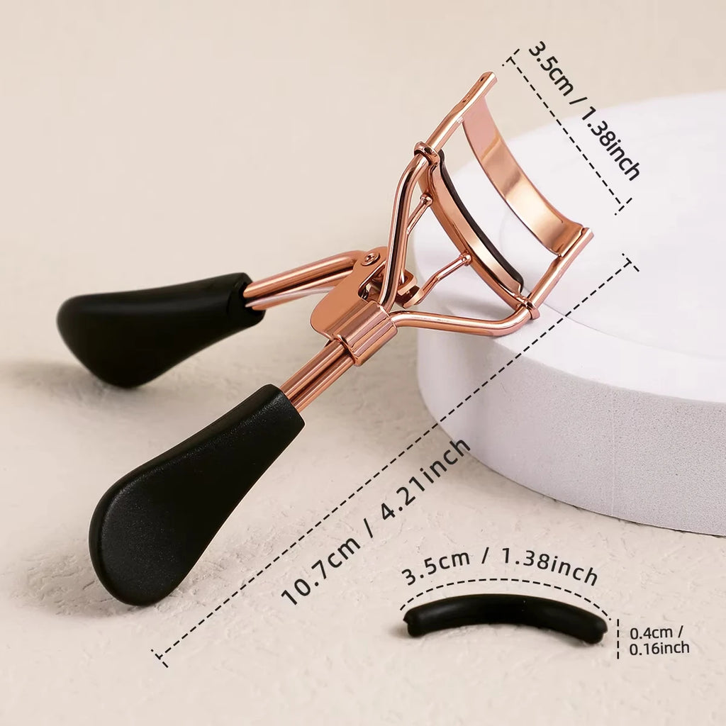 Portable Eyelash Curler Set with 15 Silicone Pads Stainless Steel Design for Eyelash Extension And Curling Beauty Tool